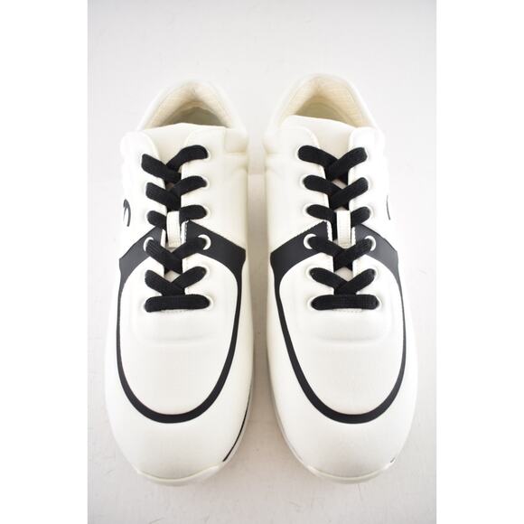 Chanel 20C Men White Black Neoprene CC Logo Low Top Runner Trainer Sneaker 44 11 - Picture 6 of 12
